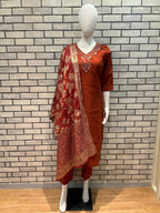 Roman Silk Handwork 3pc with jacquard Dupatta