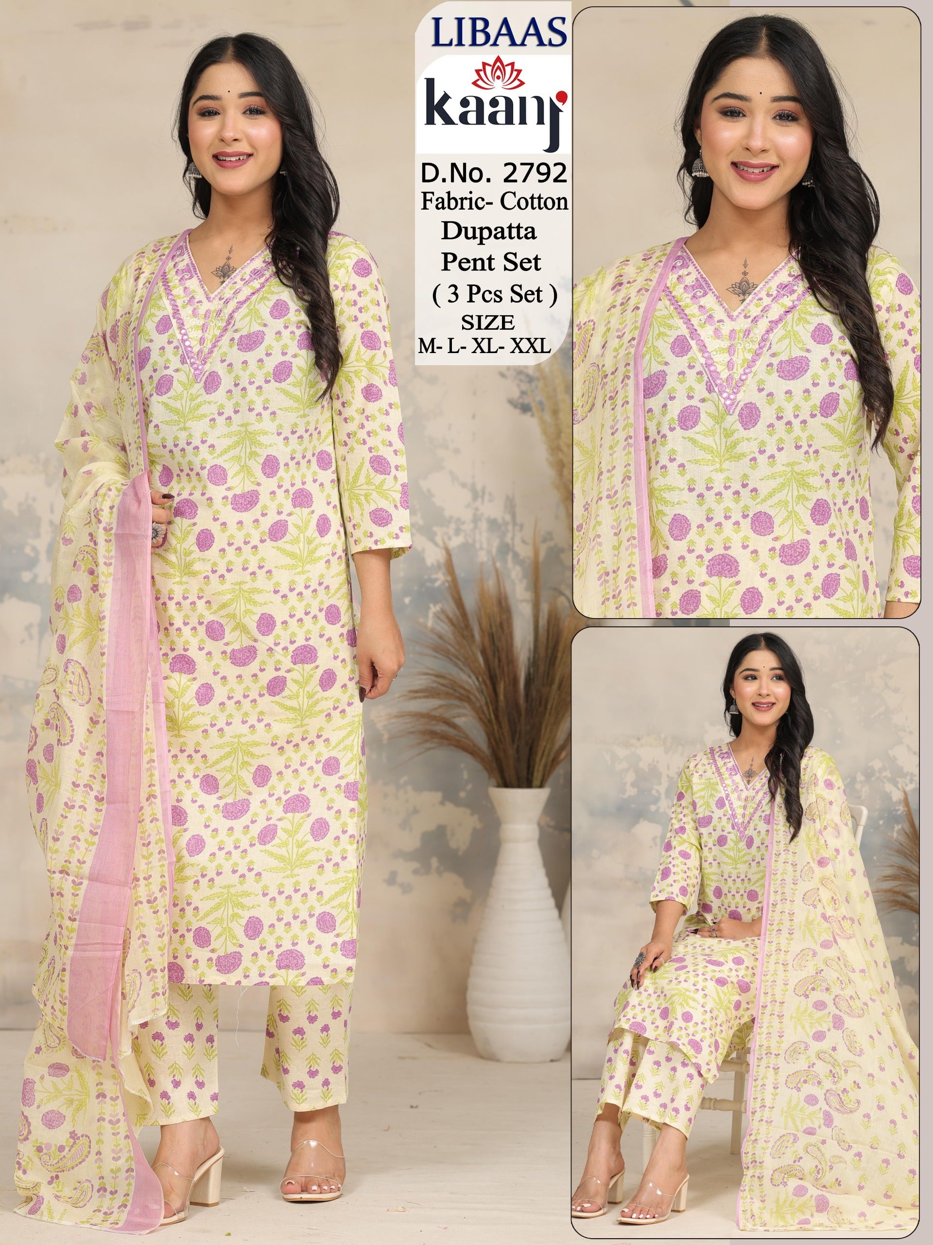 Fabric cotton 3pc pant set 4