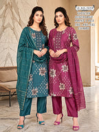 Vatican Discharge Print 3-Piece Plus Size Ethnic Combo
