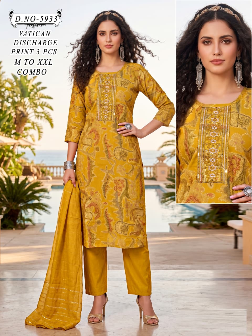 Vatican Discharge Print 3pc Regular Size Ethnic Combo
