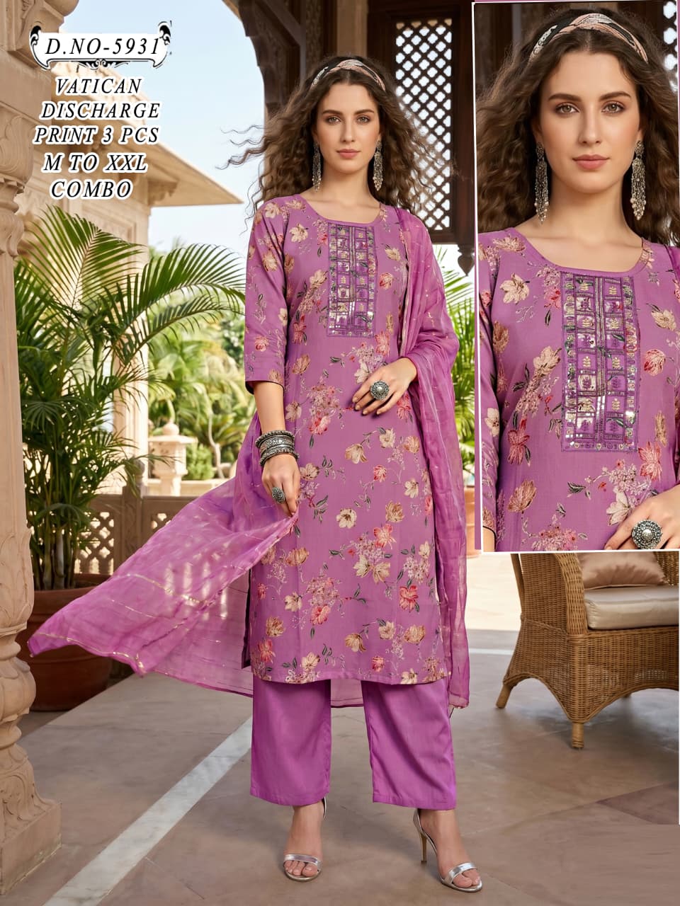 Vatican Discharge Print 3pc Regular Size Ethnic Combo