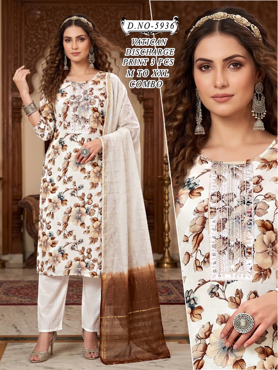 Vatican Discharge Print 3pc Regular Size Ethnic Combo