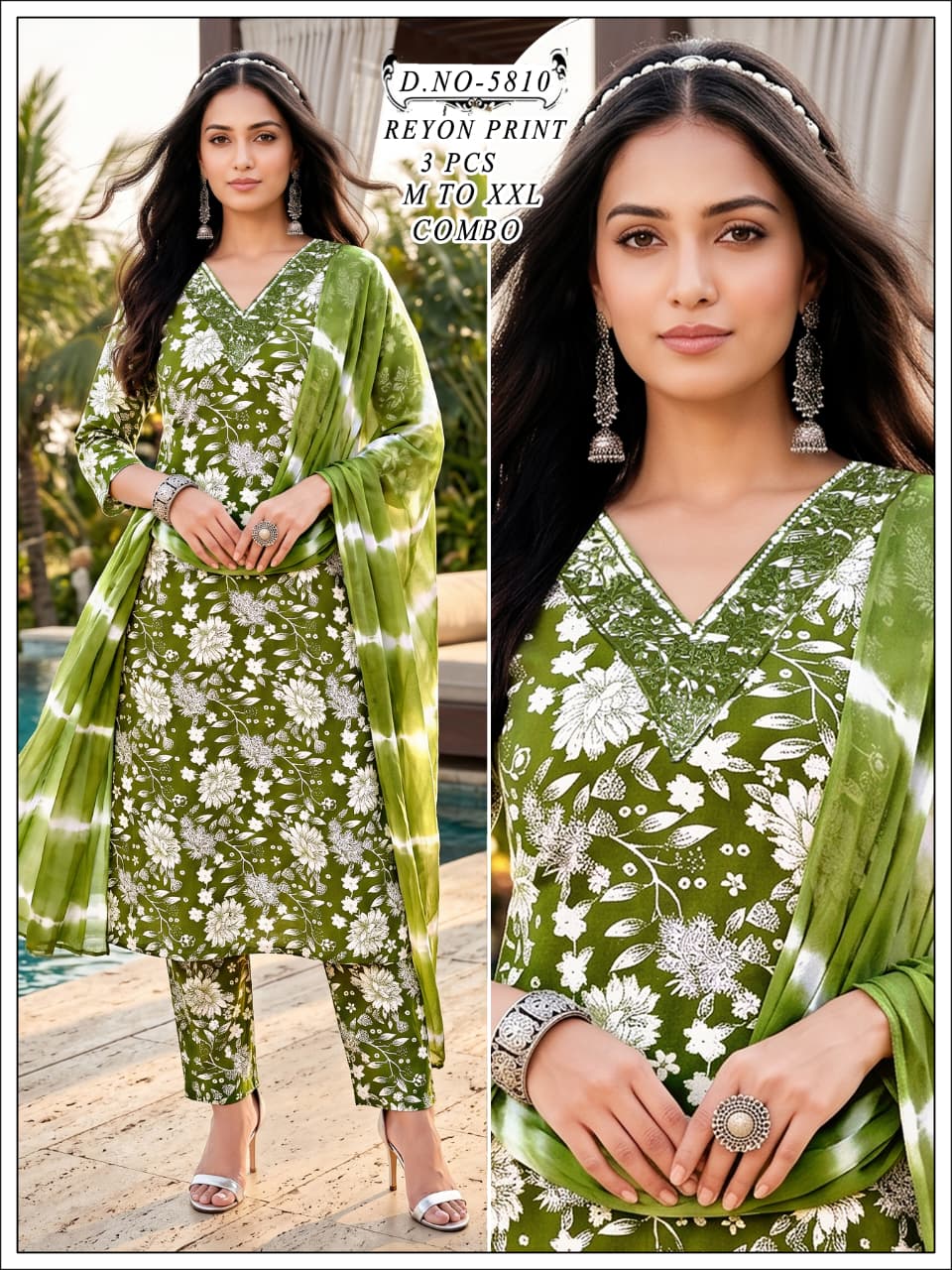 Premium Rayon Print 3-Piece Traditional Ethnic Combo Set
