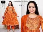 Premium Rayon Slub Procin Printed Frock Ethnic Combo Set 3pc