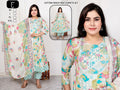 Premium Floral Cotton Frock Pant & Dupatta Ethnic Combo Set