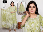 Premium Floral Cotton Frock Pant & Dupatta Ethnic Combo Set