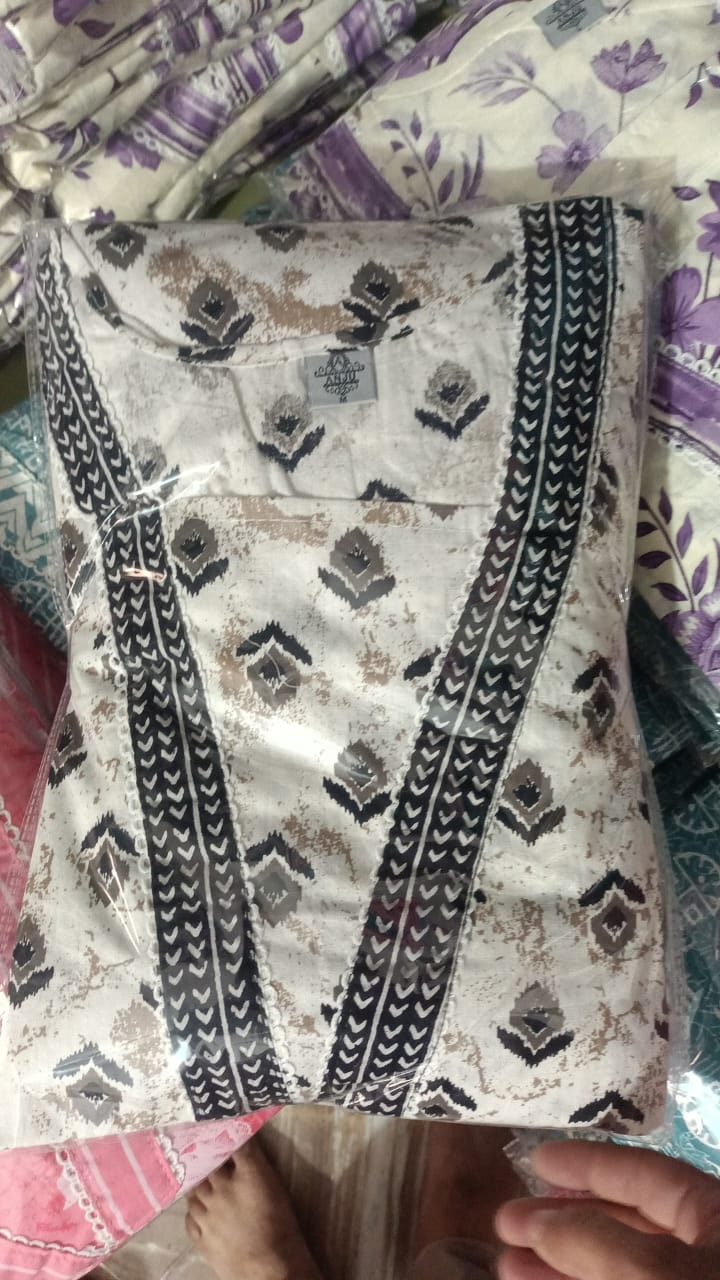 Premium Floral Printed Cotton 2-Piece Kurti Pant Set