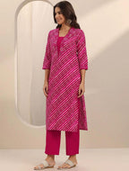 Vibrant Mustard Leheriya Printed Cotton Dupatta Set 3pc