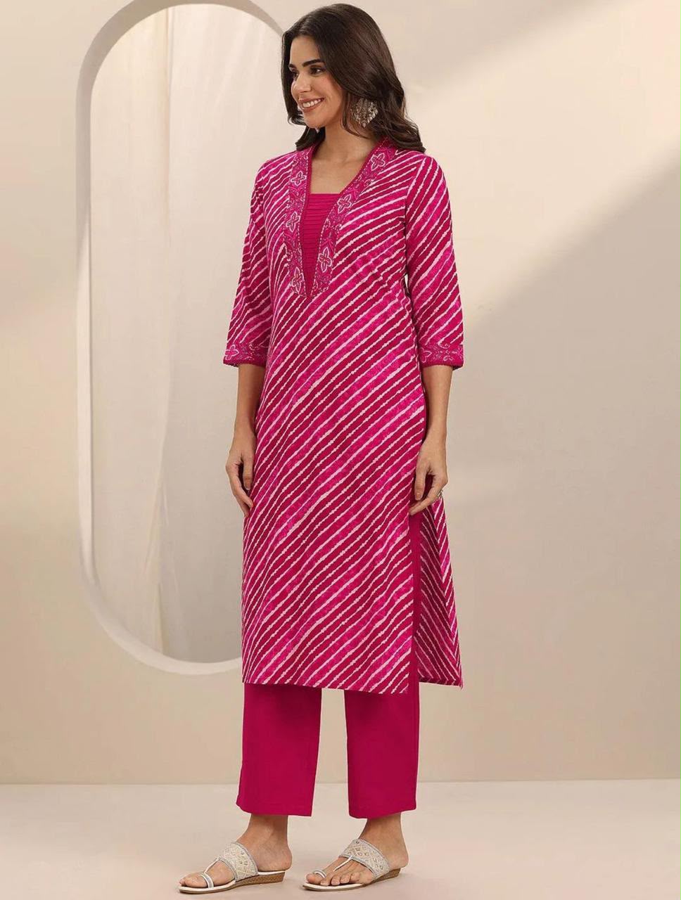 Vibrant Mustard Leheriya Printed Cotton Dupatta Set 3pc