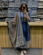 Graceful Premium Cotton 60*60 Anarkali Dupatta Set