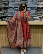 Graceful Premium Cotton 60*60 Anarkali Dupatta Set