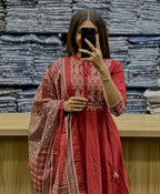 Graceful Premium Cotton 60*60 Anarkali Dupatta Set