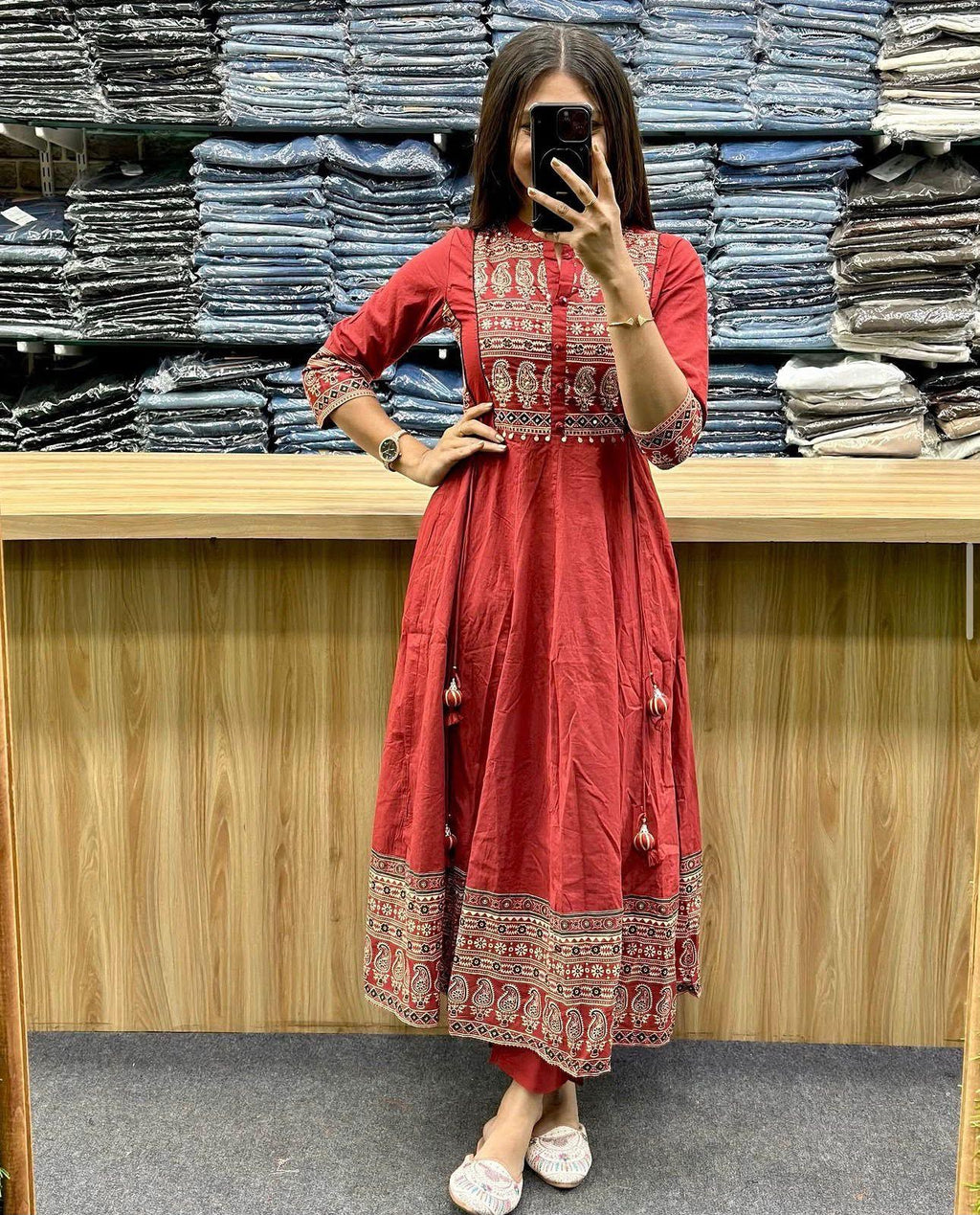 Graceful Premium Cotton 60*60 Anarkali Dupatta Set