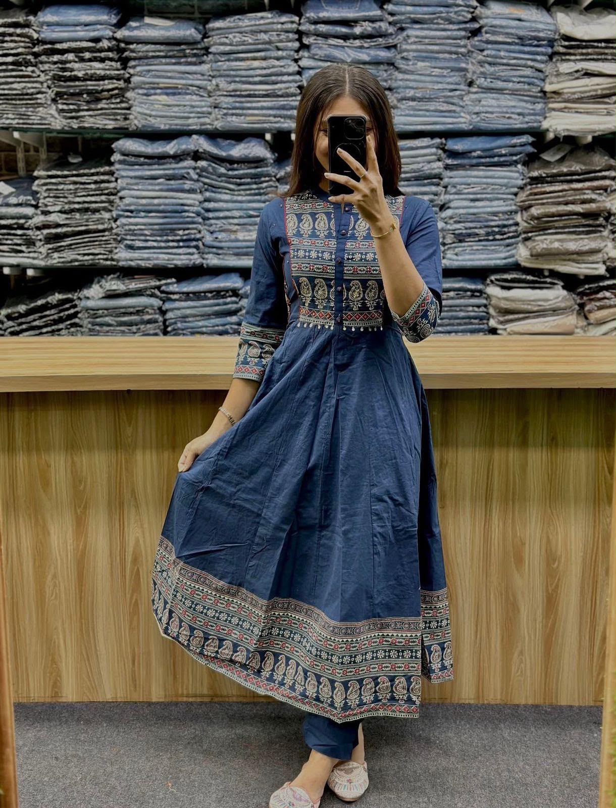 Graceful Premium Cotton 60*60 Anarkali Dupatta Set