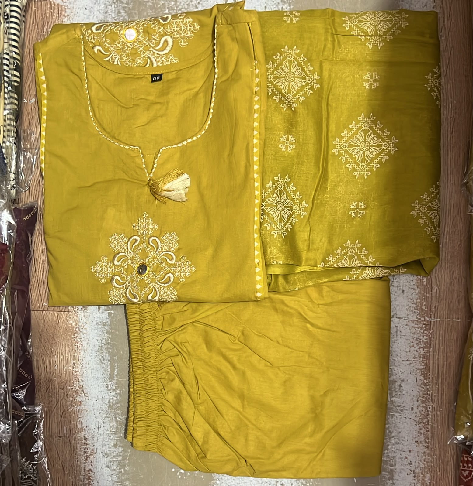 Chic Rust Orange Embroidered Cotton 60*60 Dupatta Set 3pc