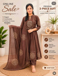 Premium Cotton 60-60 Embroidered 3pc Kurta Pant Dupatta Set