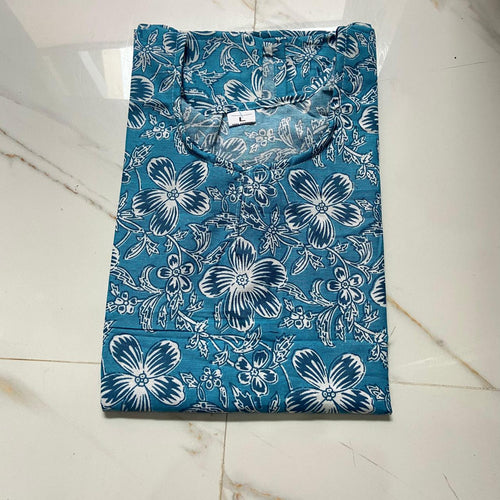 Casual PC Cotton Floral Print Kurta and Pant Set with Gota Patti Lace Detail