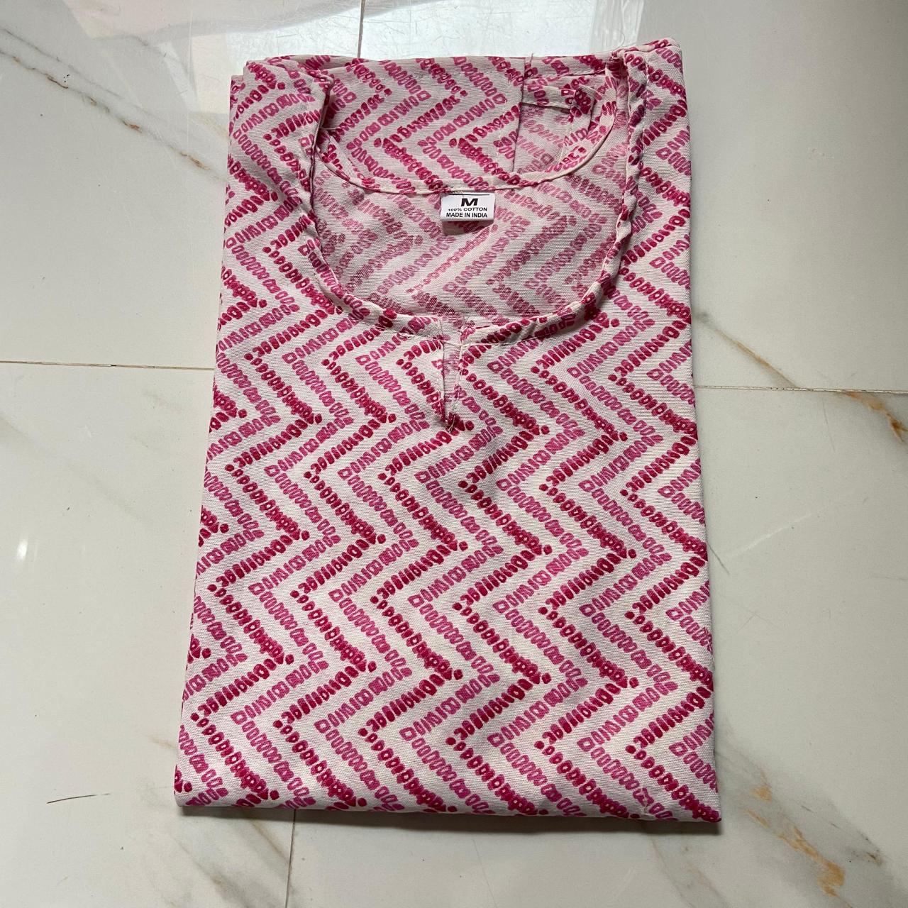 Casual PC Cotton Floral Print Kurta and Pant Set with Gota Patti Lace Detail