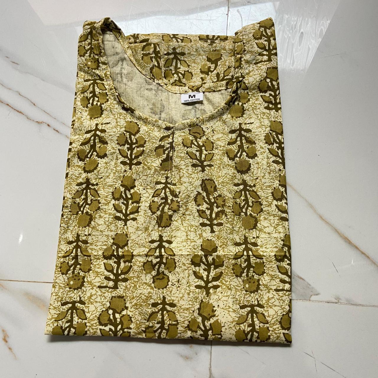 Casual PC Cotton Floral Print Kurta and Pant Set with Gota Patti Lace Detail