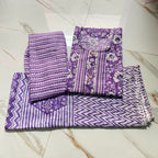 Plus Size PC Cotton Printed 3pc Kurta Pant Dupatta Set.