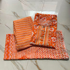 Plus Size PC Cotton Printed 3pc Kurta Pant Dupatta Set.