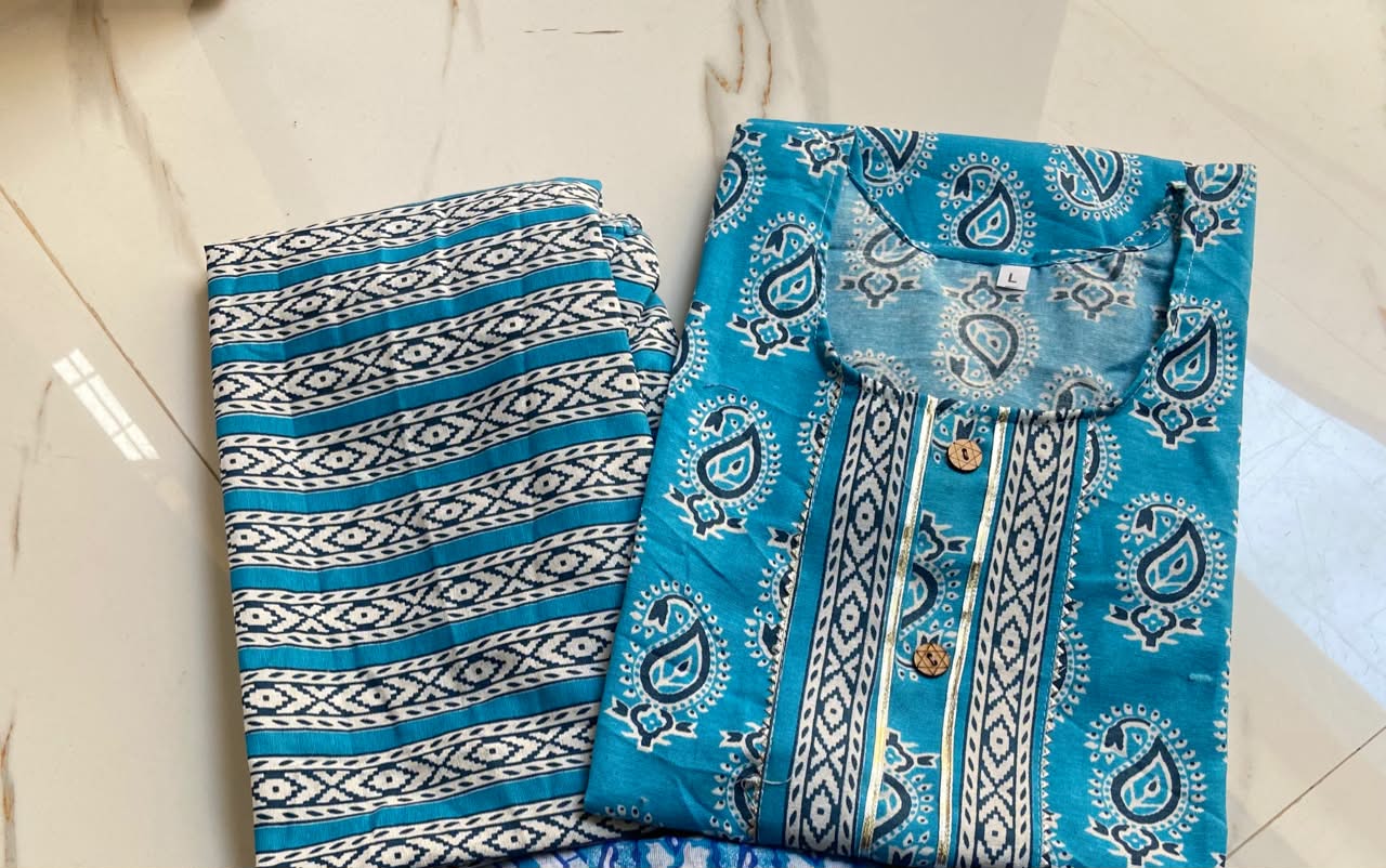 Plus Size Cotton PC Printed 2pc Suit Set