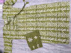 Olive Green Batik Print Two-Tone Angrakha Kurta