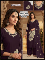 Roman Silk computer Floral Embroidery Kurta Set with Dupatta 3pc