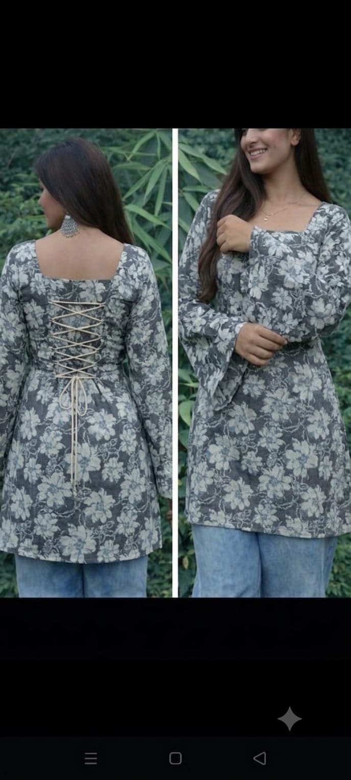 Cotton 40/40 Short Top with Back Corset Detail