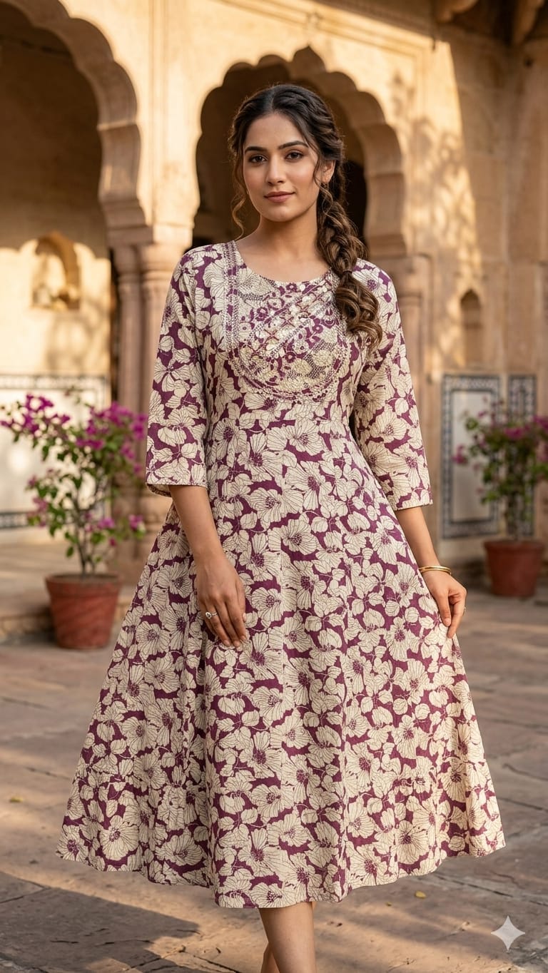 Plus Size Rayon Anarkali Frock with Heavy Embroidered Yoke (3XL-6XL Combo)
