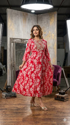 Plus Size Rayon Anarkali Frock with Heavy Embroidered Yoke (3XL-6XL Combo)