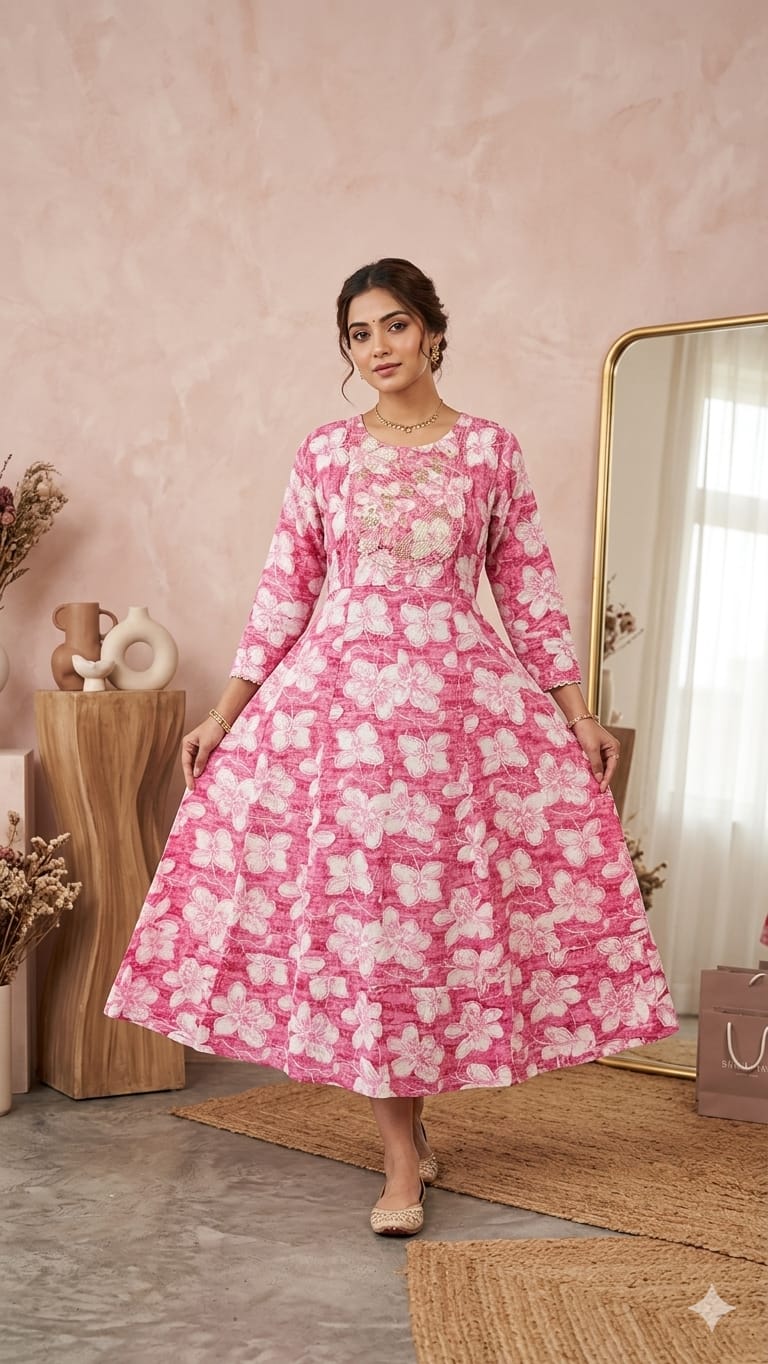 Plus Size Rayon Anarkali Frock with Heavy Embroidered Yoke (3XL-6XL Combo)