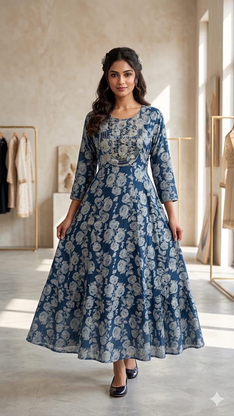 Plus Size Rayon Anarkali Frock with Heavy Embroidered Yoke (3XL-6XL Combo)