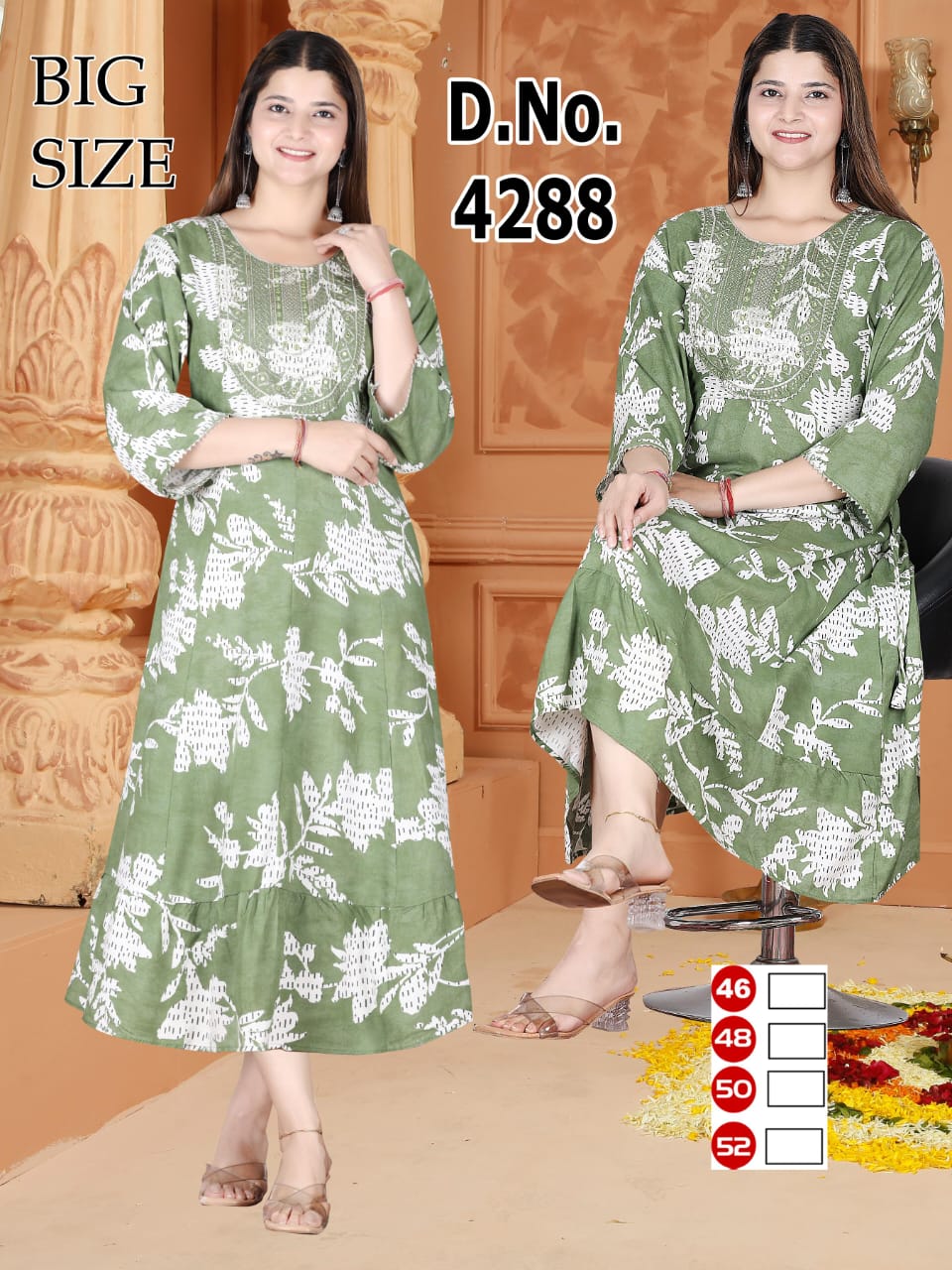 Plus Size Rayon Anarkali Frock with Heavy Embroidered Yoke (3XL-6XL Combo)