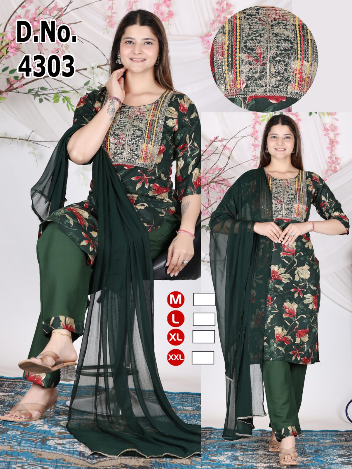 Festive Red Abstract Print Heavy Rayon Kurti Pant with Dupatta 3pc Set