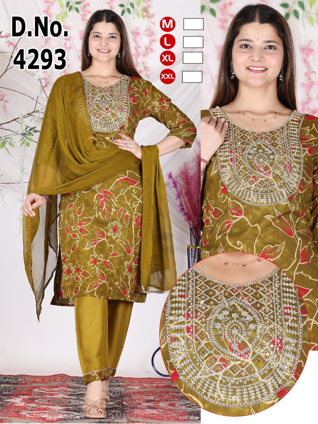 Festive Red Abstract Print Heavy Rayon Kurti Pant with Dupatta 3pc Set