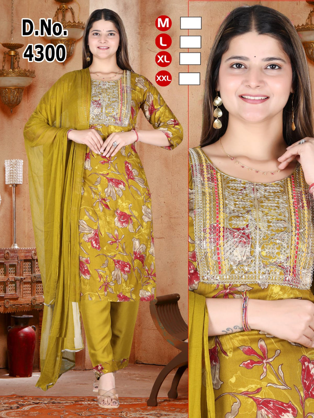 Festive Red Abstract Print Heavy Rayon Kurti Pant with Dupatta 3pc Set