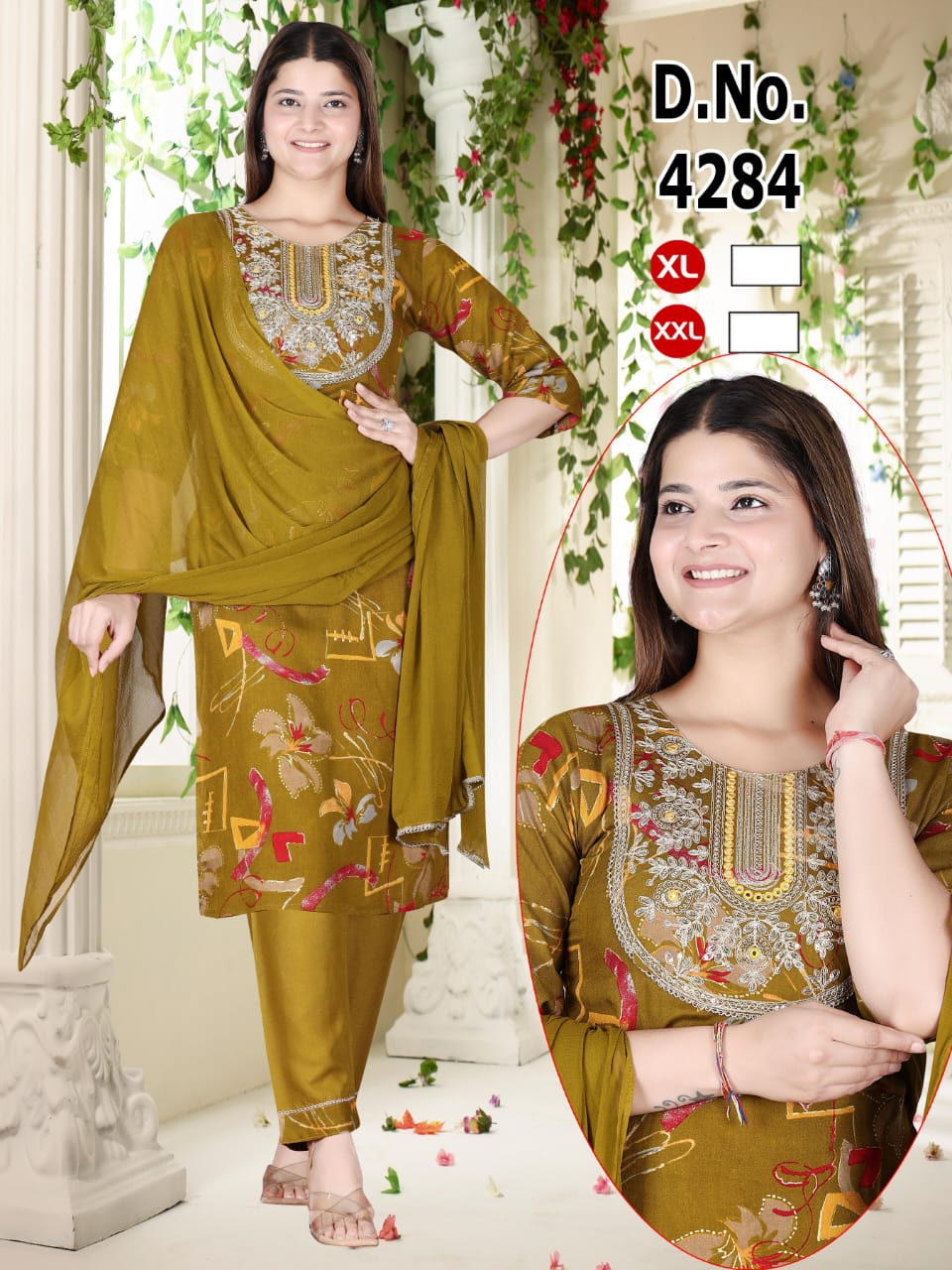 Festive Red Abstract Print Heavy Rayon Kurti Pant with Dupatta 3pc Set