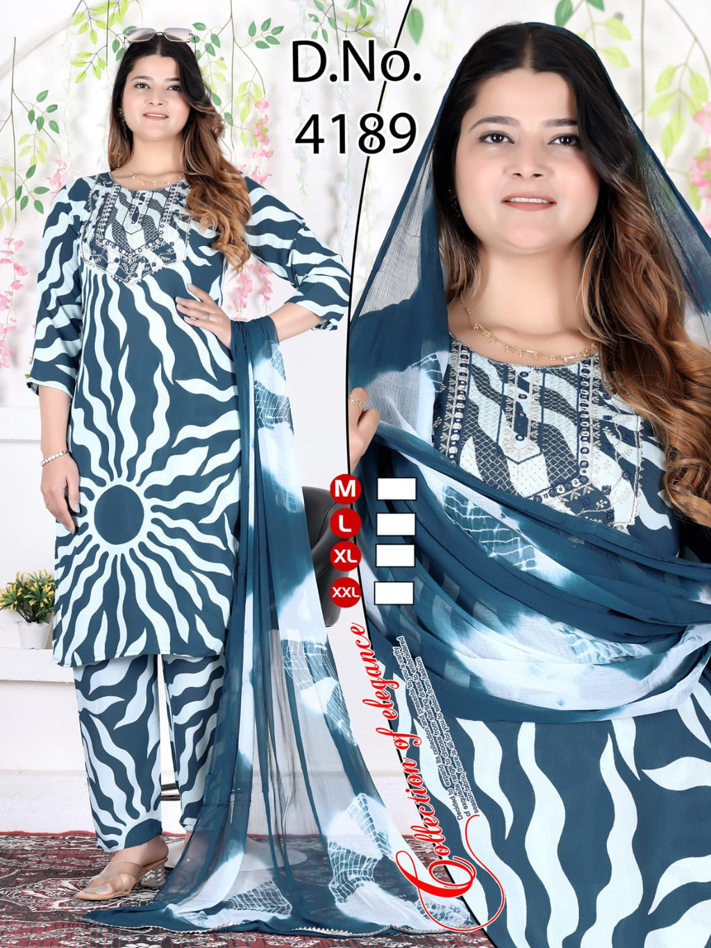 Festive Foil Print Rayon Kurti Pant with Dupatta 3pc Set