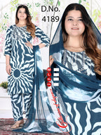 Festive Foil Print Rayon Kurti Pant with Dupatta 3pc Set