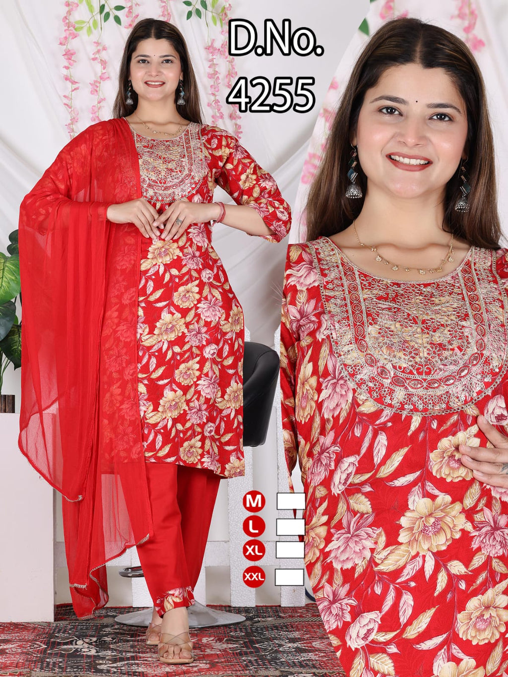 Festive Foil Print Rayon Kurti Pant with Dupatta 3pc Set