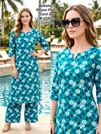 Moksha-6 Premium 17kg Rayon Floral Print Kurti & Palazzo Cord Set Combo (M to XXL)