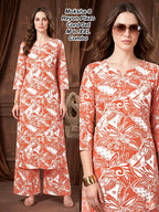 Moksha-6 Premium 17kg Rayon Floral Print Kurti & Palazzo Cord Set Combo (M to XXL)