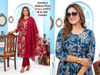Amrita-1 Premium Vatican Discharge Print Ghera 3-PCS Kurti Set Combo