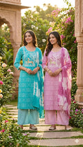 Premium Modal Cotton Printed Kurti, Palazzo & Dupatta 3pc  Set Combo