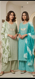 Premium Modal Cotton Printed Kurti, Palazzo & Dupatta 3pc  Set Combo