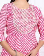 Premium Cotton 60-60 Leheriya Print Flared Anarkali Gown Kurti Combo