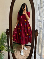 Premium Rayon Butterfly Print Tiered Frock & Tunic Combo