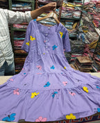 Premium Rayon Butterfly Print Tiered Frock & Tunic Combo