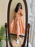 Premium Rayon Butterfly Print Tiered Frock & Tunic Combo